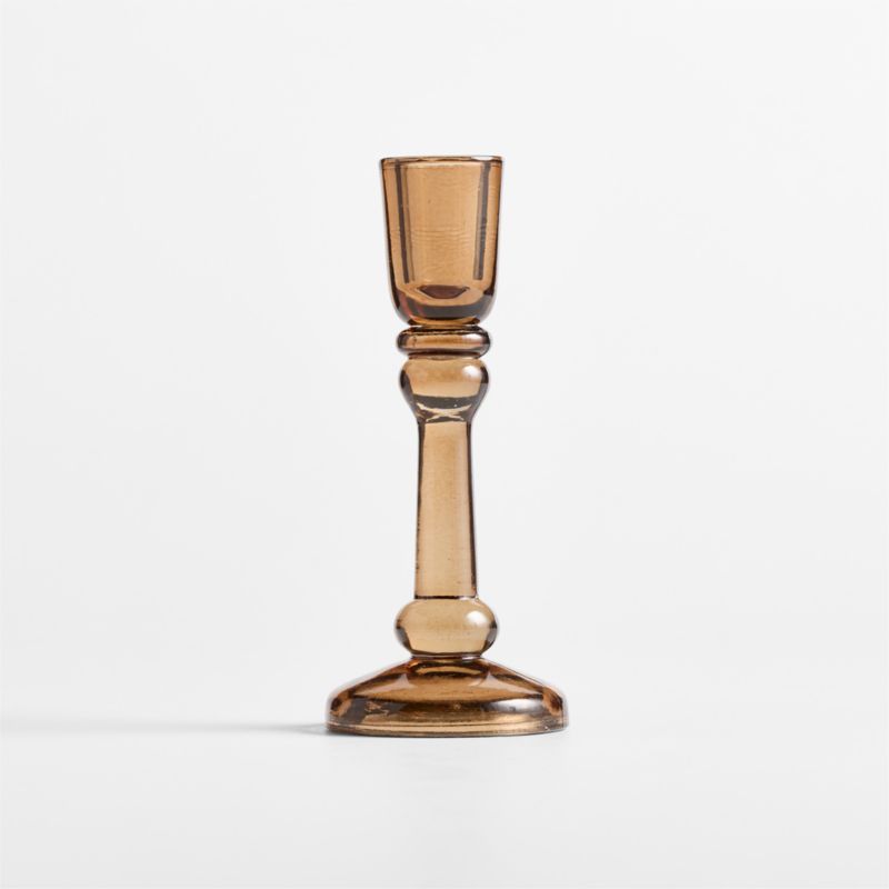 Genoa Large Brown Glass Taper Holder 6.5" - image 7 of 9
