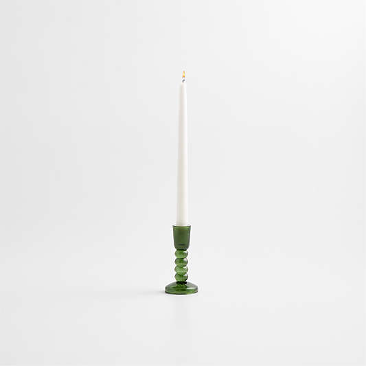 Genoa Medium Green Glass Taper Holder 5.25"