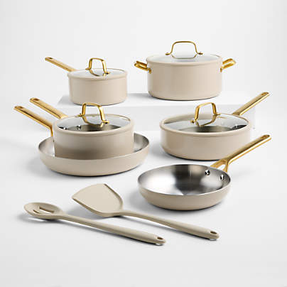 GreenPan™ Reserve Pro Macadamia 10-Piece Stainless Steel Cookware Set with Bonus Tools