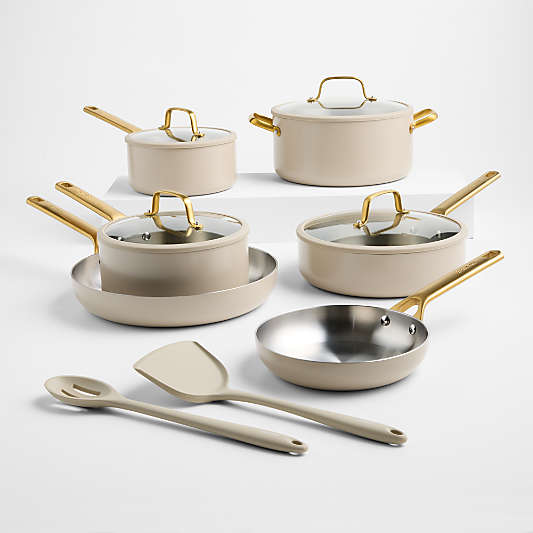 GreenPan™ Reserve Pro Macadamia 10-Piece Stainless Steel Cookware Set with Bonus Tools