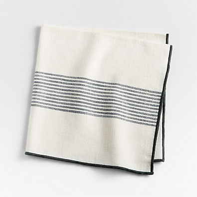 View Mercer Merrow-Stitch Green-Striped Organic Cotton Napkin details