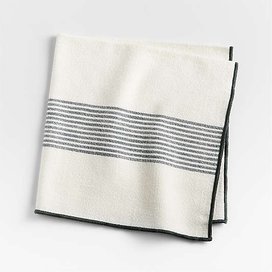 Mercer Merrow-Stitch Green-Striped Organic Cotton Napkin