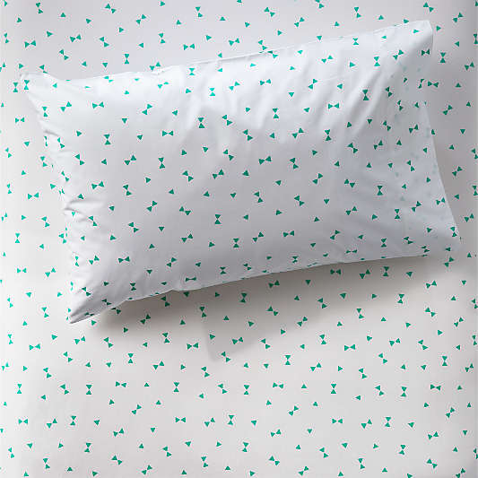 Organic Pretty Prints Mint Triangle Pillowcase