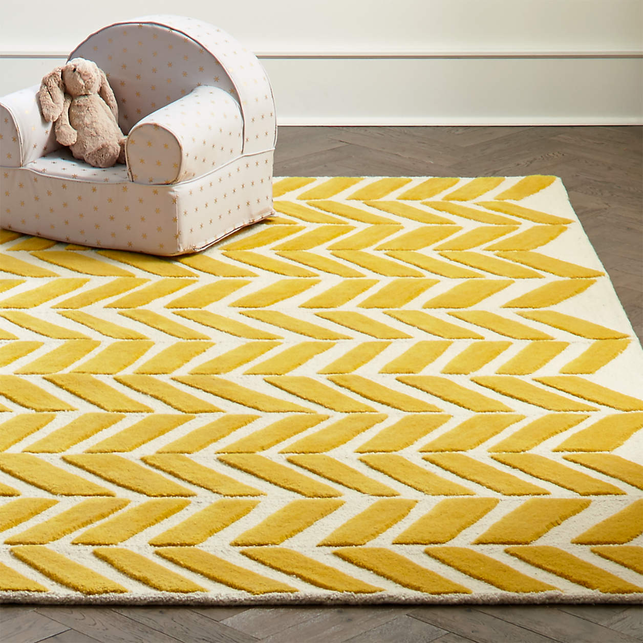 HandTufted Yellow Chevron Rug Crate & Kids