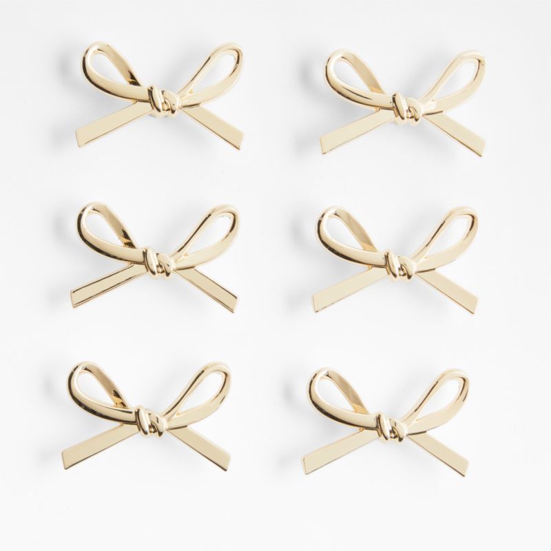 Gold Bow Knobs, Set of 6