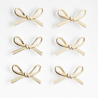 Gold Bow Knobs, Set of 6