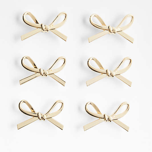 Gold Bow Knobs, Set of 6