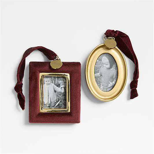 Burgundy Velvet Photo Frame Christmas Tree Ornament