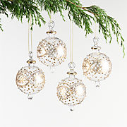 Gold & Clear Glass Ball Christmas Tree Ornament