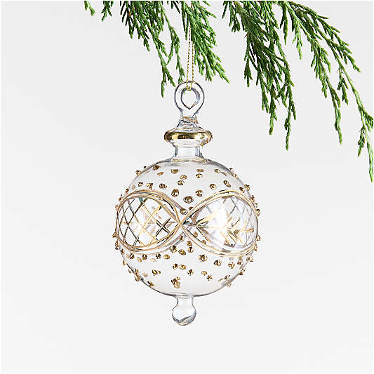 Gold & Clear Glass Ball Christmas Tree Ornament