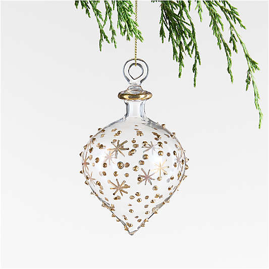 Gold & Clear Glass Onion Christmas Tree Ornament