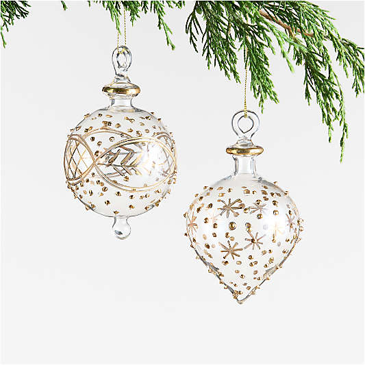 Gold & Clear Glass Ball Christmas Tree Ornament
