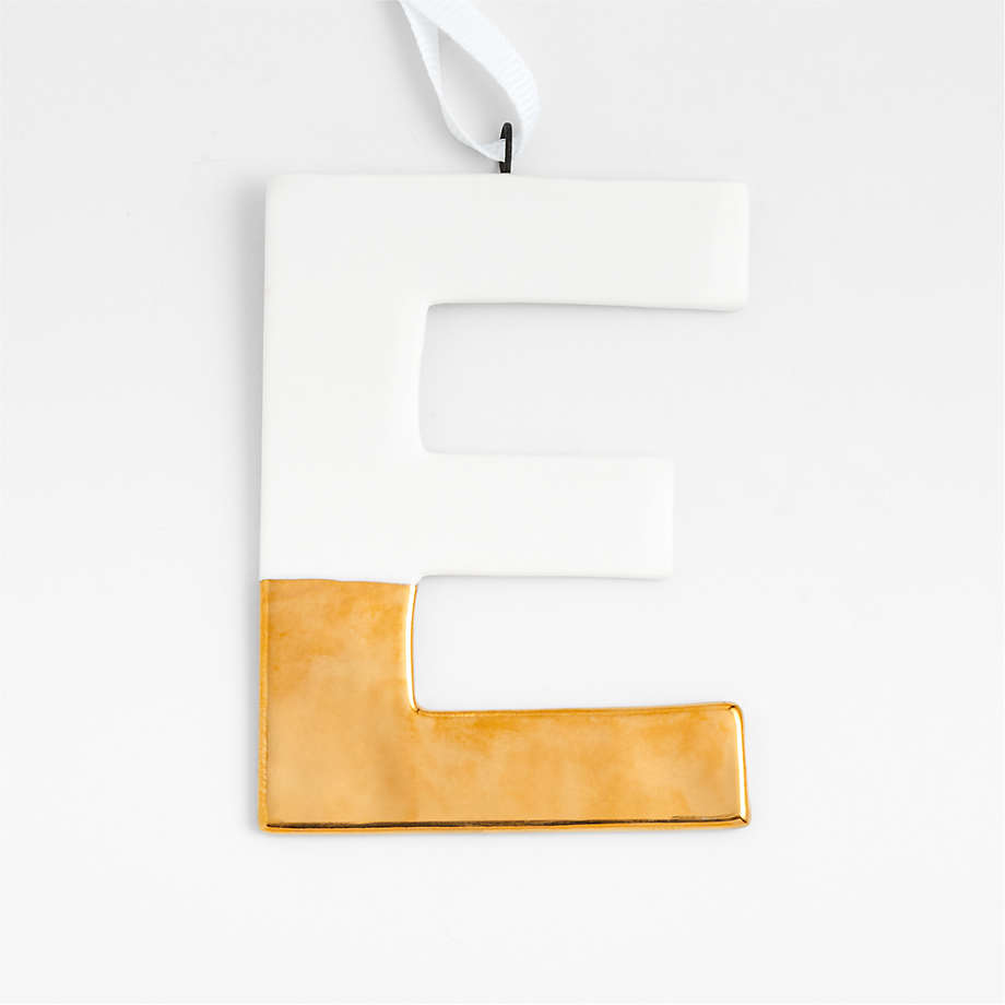 Gold-Dipped Ceramic Letter "E" Monogram Christmas Tree Ornament ...