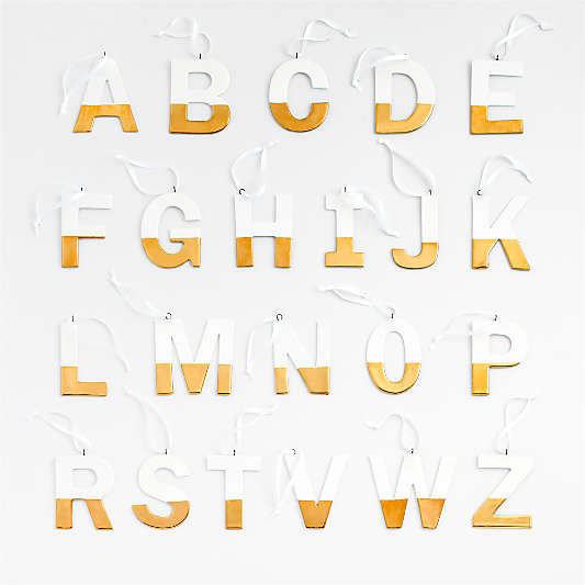 Gold-Dipped Ceramic Letter Christmas Ornaments