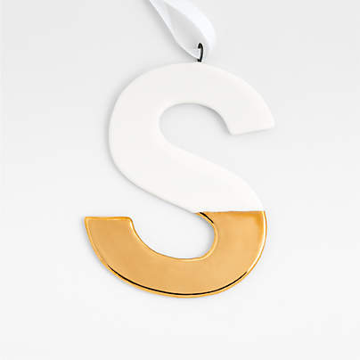 Gold-Dipped Ceramic Letter "F" Monogram Christmas Tree Ornament ...