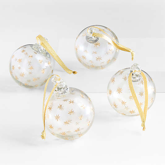 Gold Etched Star Ball Christmas Ornament