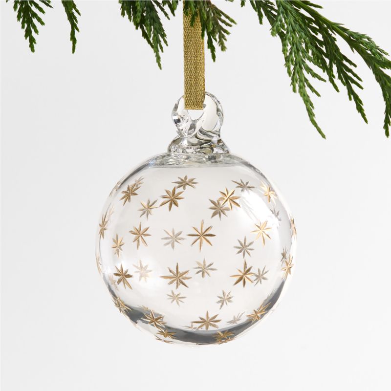 Gold Etched Star Ball Christmas Ornament - image 0 of 2