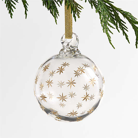 Gold Etched Star Ball Christmas Ornament