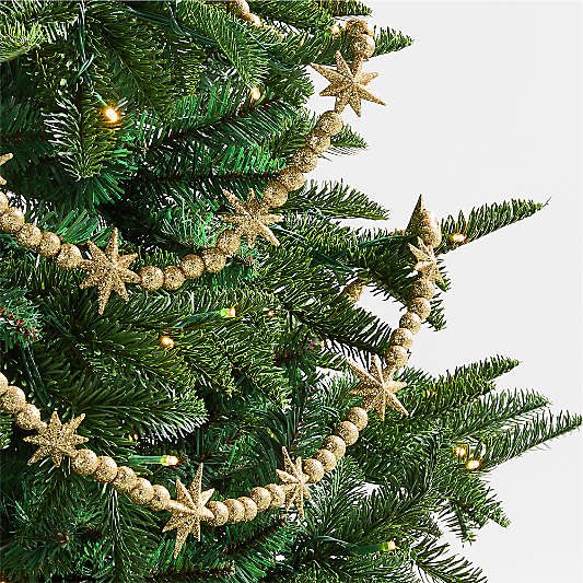 Gold Glitter Star Christmas Garland 6'