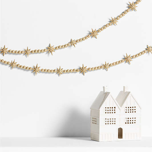 Gold Glitter Star Christmas Garland 6'