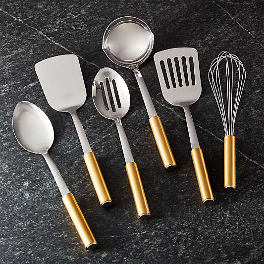 Gold-Handled Kitchen Utensils, Set of 6