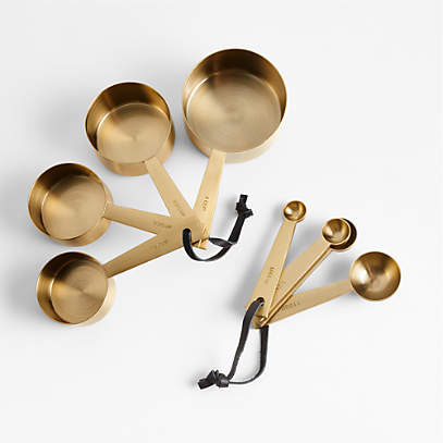 Gold Measuring Spoons - Set of 7 Includes Leveler - Premium