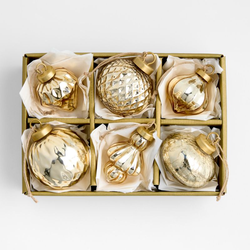 Gold Mercury Glass Christmas Ornaments, Set of 6 - image 3 of 4