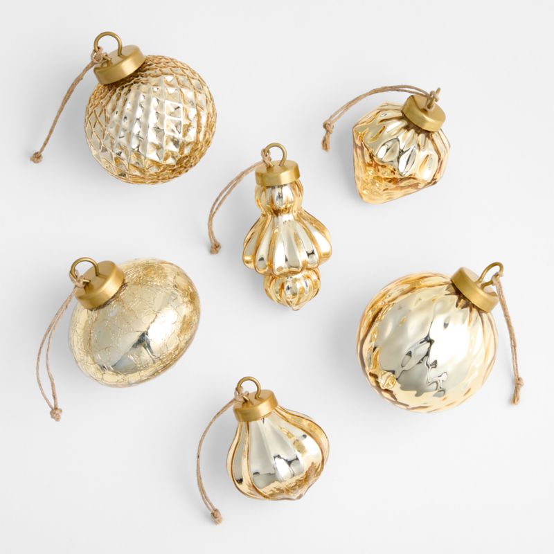 Gold Mercury Glass Christmas Ornaments, Set of 6 - image 0 of 4