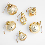 Gold Mercury Glass Christmas Ornaments, Set of 6