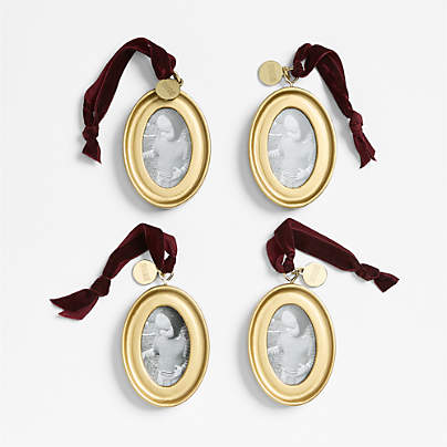 Gold Oval Photo Frame Christmas Tree Ornament, Set of 4