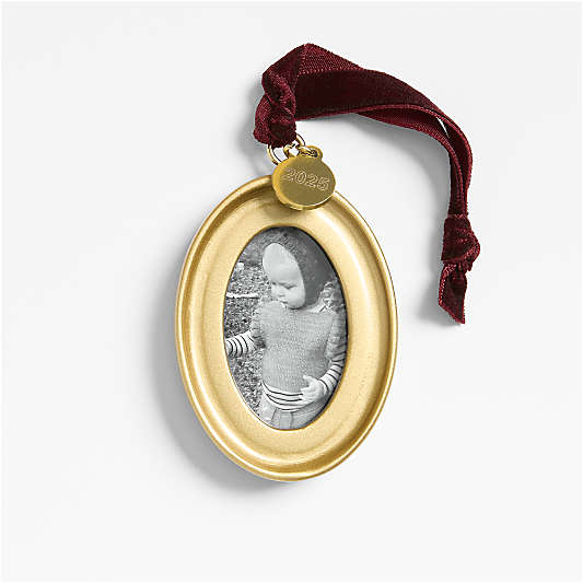 Gold Oval Photo Frame Christmas Tree Ornament