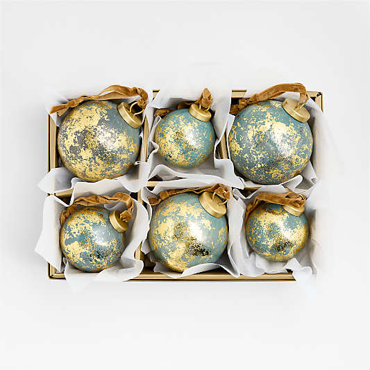 Gold Patina Christmas Tree Ornament Set of 6
