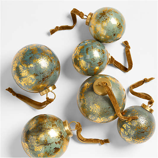 Gold Patina Christmas Tree Ornament Set of 6