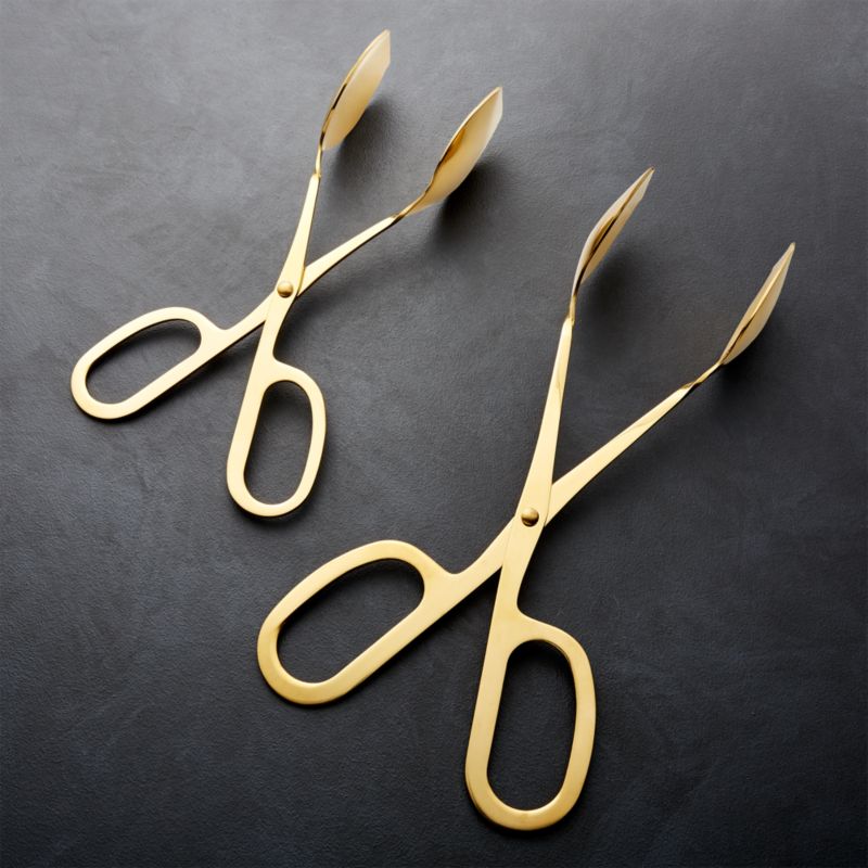 Gold Mini Scissor-Handled Serving Tongs - image 1 of 5