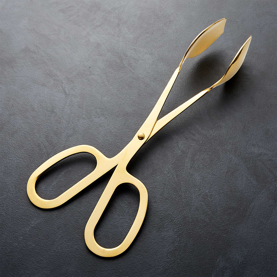 Holiday Gold Scissor-Handled Serving Tongs + Reviews | Crate & Barrel