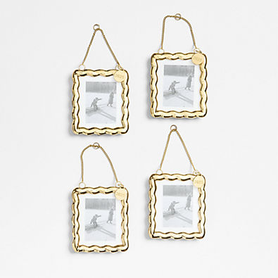 View Gold Scalloped Photo Frame Christmas Tree Ornament, Set of 4 details