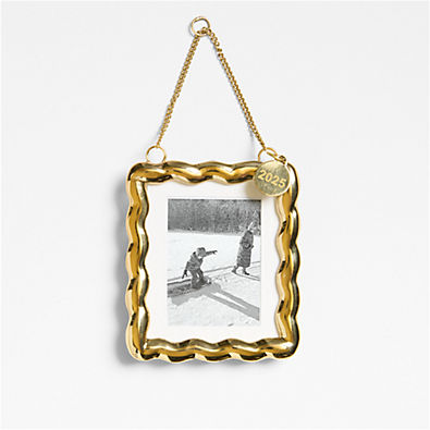 View Gold Scalloped Photo Frame Christmas Tree Ornament details
