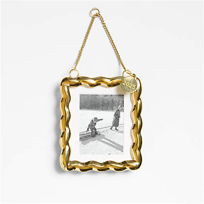 Gold Scalloped Photo Frame Christmas Tree Ornament