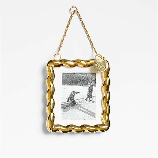 Gold Scalloped Photo Frame Christmas Tree Ornament