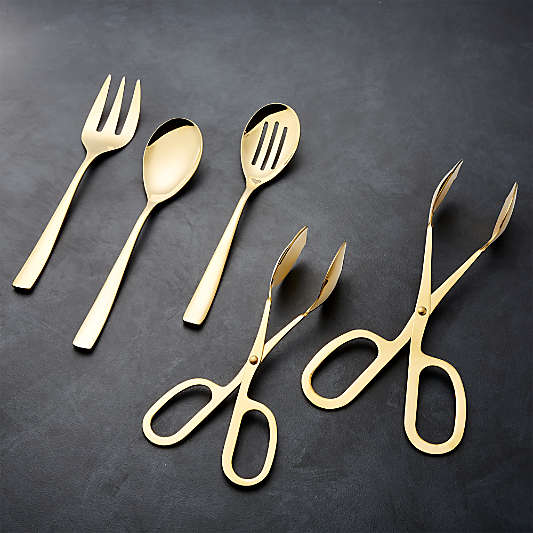 Gold Scissor-Handled Serving Tongs