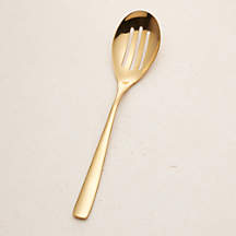 Holiday Gold Slotted Serving Spoon | Crate & Barrel
