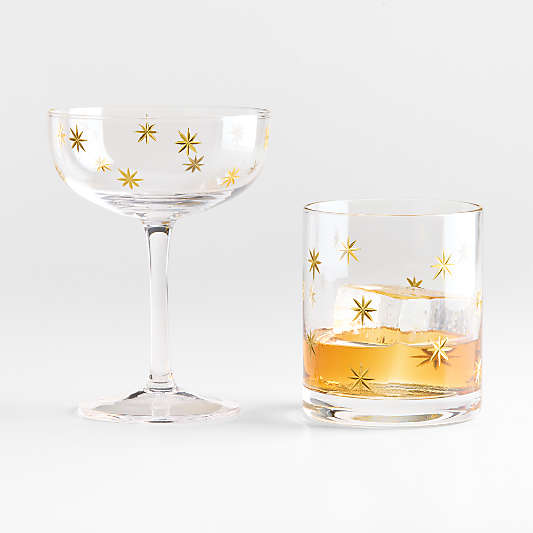 Gold Star Etched 8.5-oz. Double Old-Fashioned Glass