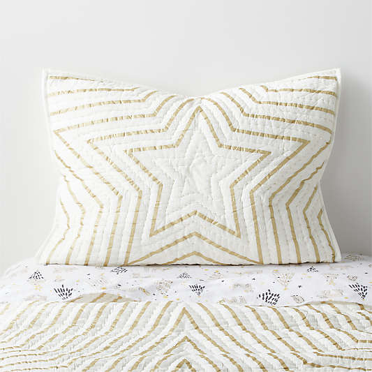 Kids Organic Gold Star Quilted Pillow Sham