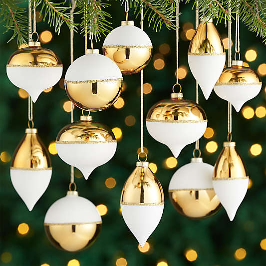 Gold/White Ornaments, Set of 12