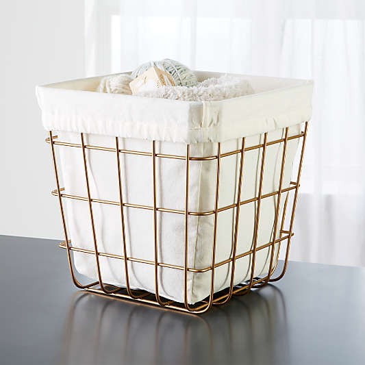 Gold Wire Cube Bin