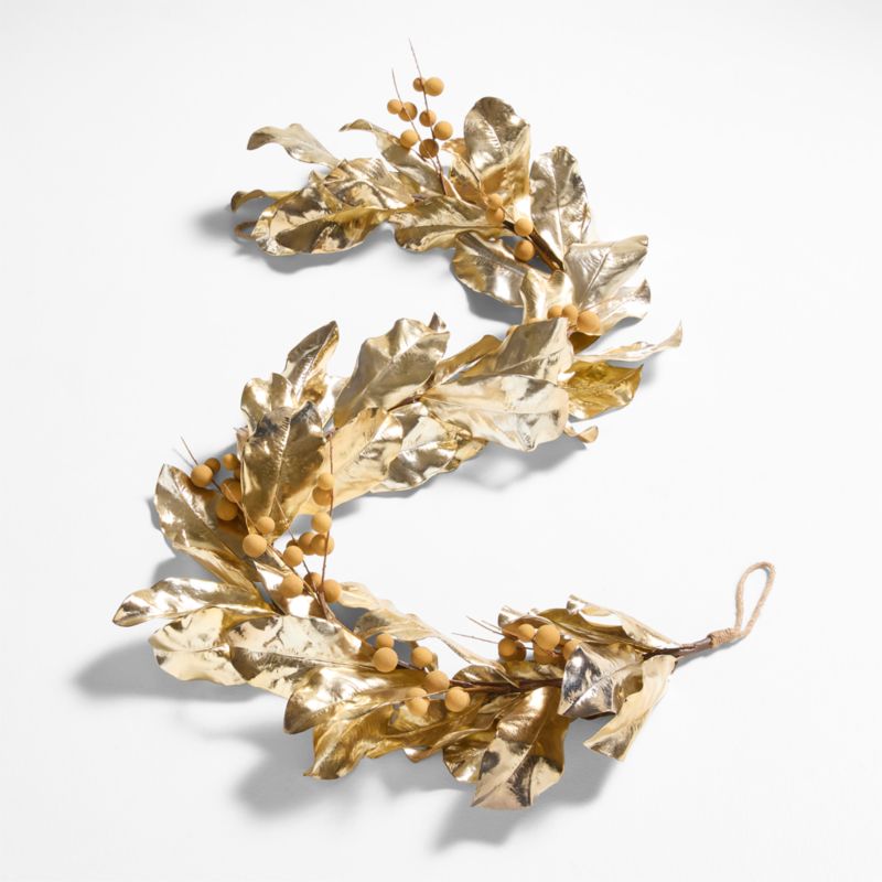 Faux Golden Magnolia Holiday Garland 82" - image 5 of 7