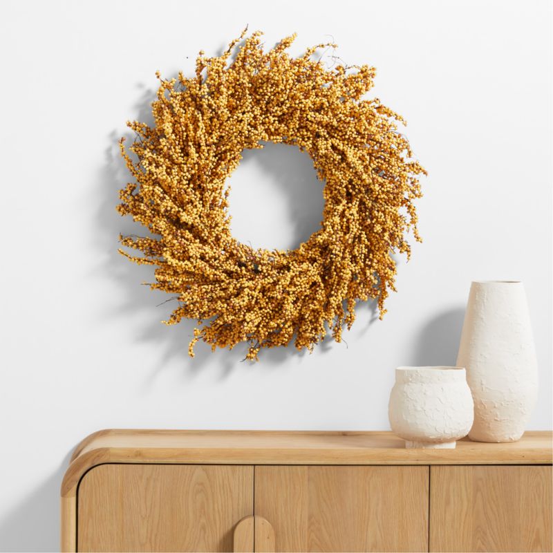 Faux Golden Yellow Mini Berry Wreath + Reviews | Crate & Barrel