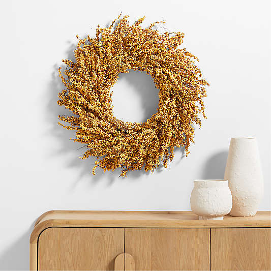 Faux Golden Yellow Mini Berry Wreath 32"