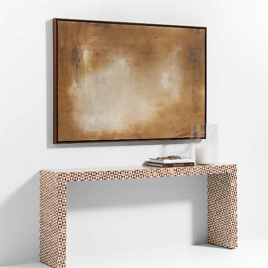 Intarsia 72" Rectangular Mosaic Teak Wood Console Table