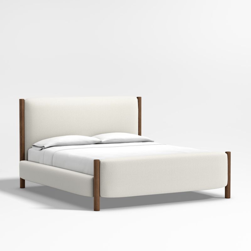 Goleta Bouclé Upholstered Solid Oak King Bed - image 4 of 11